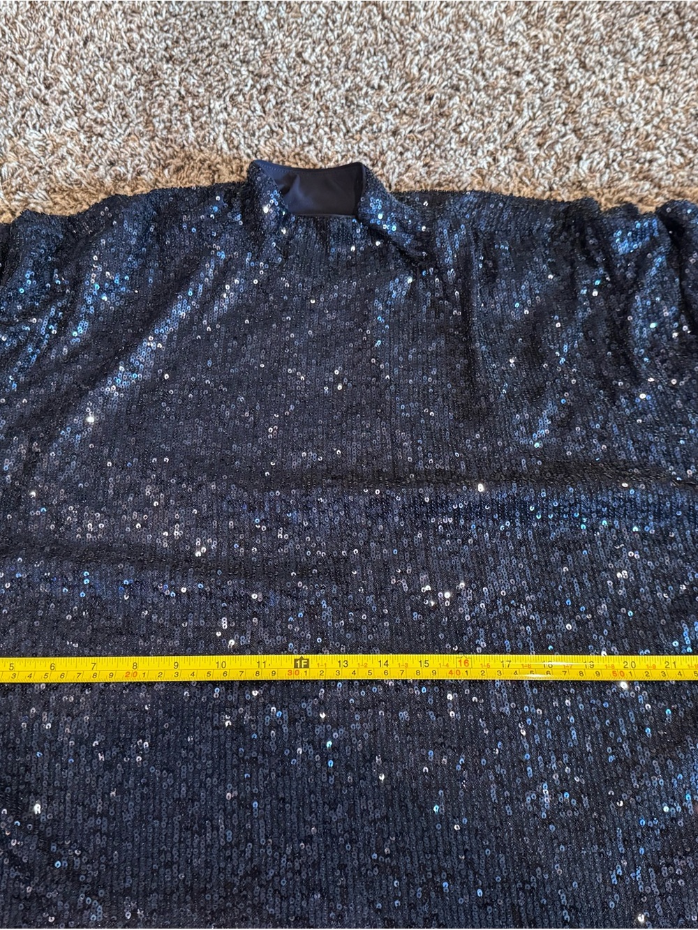 Guess Marciano Moonlight Tunic Dress Navy Blue Sequin Dolman Sleeve M NEW $228 - Picture 11 of 12